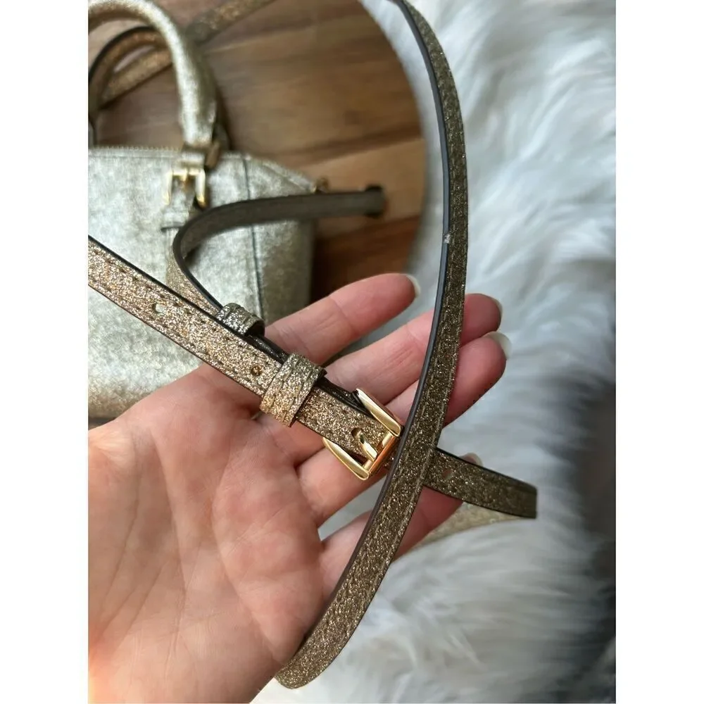 Michael Kors Ciara XS Mini crossbody leather bag gold color